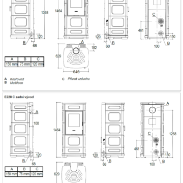 Piazzetta E228 C nákres a rozměry