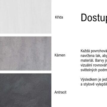 LUMEN - dostupné povrchové úpravy